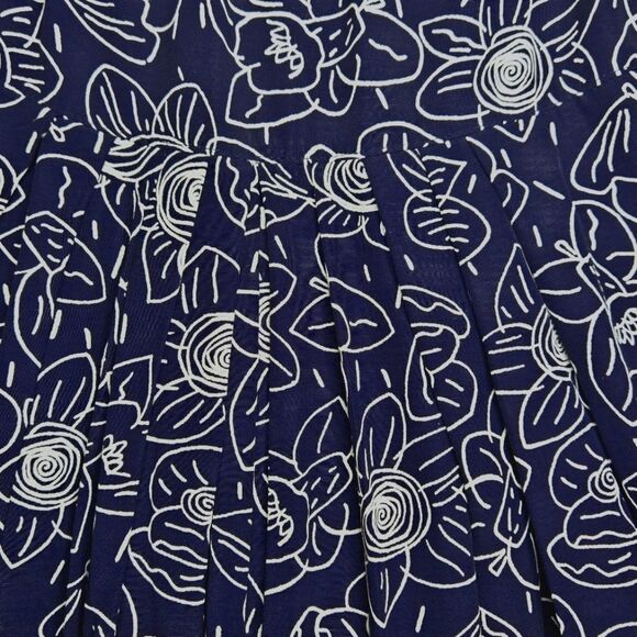 Cynthia Howie Vintage Navy Blue Outlined Floral Lace Pleated Tea Length Dress - Picture 6 of 16